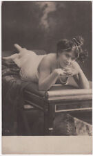 Original vintage 1910s semi-nude lying on sofa, Art Nouveau, Art Deco, usado comprar usado  Enviando para Brazil