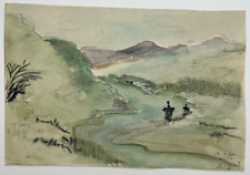 Paysage montagne aquarelle d'occasion  Pluvigner