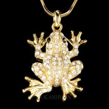 Sapo príncipe sapo salto feito com cristal Swarovski animal ouro colar joia T comprar usado  Enviando para Brazil