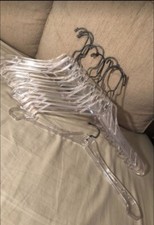 12 Cabide de vestuário pesado de 17" de largura, cabides de acrílico transparente de 10" de altura, usado comprar usado  Enviando para Brazil