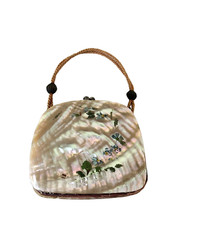 Bolsa articulada troca de moeda concha de amêijoa alça de corda vintage antiga pequena comprar usado  Enviando para Brazil