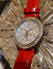 Relógio Guess WaterPro Bling strass esfregão pulseira de couro vermelha Abalone comprar usado  Enviando para Brazil