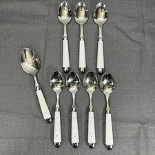 Colher de sopa oval 8 peças Oneida paleta aço inoxidável branco plástico cabo rebites comprar usado  Enviando para Brazil
