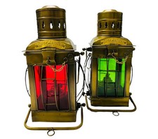 Lâmpada de lanterna para barco navio náutico vidro vermelho e verde luz a óleo decoração marinha , usado comprar usado  Enviando para Brazil