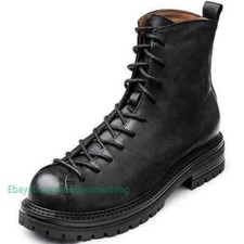 Botas de tornozelo masculinas retrô couro de vaca real ferramentas sapatos pele de motociclista dentro quente 44 # comprar usado  Enviando para Brazil