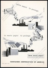 1942 Herbert Bayer Segunda Guerra Mundial papel reciclagem tema arte CCA anúncio impresso vintage, usado comprar usado  Enviando para Brazil