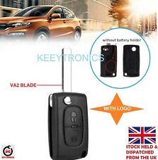 Novo Para Peugeot Chaveiro Controle Remoto 2 Botões Flip Case Sem Bateria Com Logotipo #A23 comprar usado  Enviando para Brazil