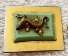 BROCHE SALAMANDRE JEAN PAINLEVE ANCIEN METAL DORE DEPOSE BAKELITE GALALITE  1930 comprar usado  Enviando para Brazil