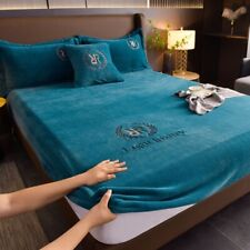 Funda de cama de terciopelo elástico Sábanas Colchón Suave Queen King Color liso segunda mano  Embacar hacia Argentina