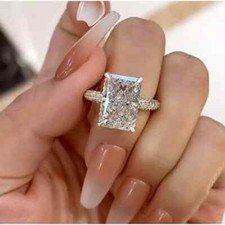 Anel IGI corte radiante diamante cultivado em laboratório 6,00 quilates ouro branco 14k para noivado comprar usado  Enviando para Brazil