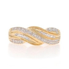 Pulseira cruzada de ouro amarelo com diamante - 14k single e anel baguete 0,15 ctw comprar usado  Enviando para Brazil