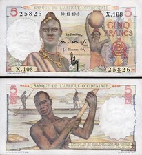 África Occidental Francesa, 5 Francos 1949, UNC-, P-36 segunda mano  Embacar hacia Mexico