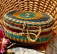 Vintage multicolored wicker d'occasion  Expédié en Belgium