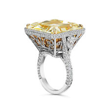 Anel halo real 41,20 CT enorme amarelo canário corte Asscher citrino e diamantes brancos comprar usado  Enviando para Brazil