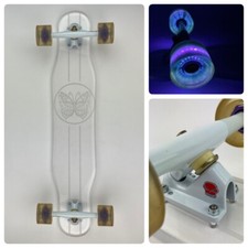 Ghost Boards Butterfly 33” Longboard corte transparente caminhões brancos e rodas de LED roxas comprar usado  Enviando para Brazil
