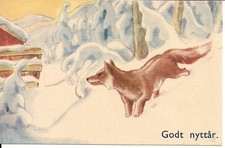 Raposa na Neve, Cena de Inverno, Feliz Ano Novo Dinamarquês, Animal de 1910, Cabine, Dinamarca comprar usado  Enviando para Brazil