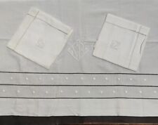 Juego Cama Lino Blanco Sábana Con Retour + 2 Fundas Bordado Días Mono 312/214CM comprar usado  Enviando para Brazil