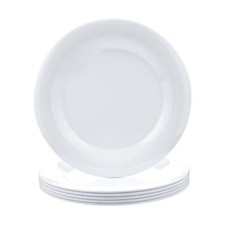 Juego de 6 platos de cena blancos de 10,5" borde estrecho redondo de melamina interior exterior LEER segunda mano  Embacar hacia Mexico