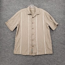 Camisa Caribe Abotonada Para Hombre M Mediana Beige Seda Rayas Manga Corta Cuello segunda mano  Embacar hacia Mexico