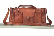 Bolsa masculina de couro genuíno grande vintage viagem academia fim de semana para pernoite 20" comprar usado  Enviando para Brazil