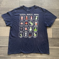 Usado, Camiseta SUPER MARIO BROS Personagens NES 1985 Azul Marinho Tamanho 2XL Vintage Videogame comprar usado  Enviando para Brazil
