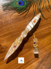Varinha de selenita envolta em fio feita à mão – Cristal de cura, limpeza energética, Reiki, comprar usado  Enviando para Brazil
