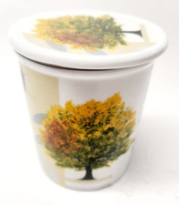 Caneca de chá de cerâmica Cha Cult com tampa e infusor de malha folhas de árvore coloridas Alemanha comprar usado  Enviando para Brazil