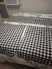 JUEGO DE 3 PIEZAS VENTANAS Tratamiento Cortinas Negro Blanco Cuadros Nuevo segunda mano  Embacar hacia Mexico