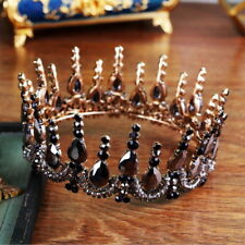 Usado, Coroa de ouro rainha cristal preto casamento festa de noiva concurso formatura 5" de largura comprar usado  Enviando para Brazil