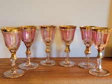 Copos cordiais design painel dourado cranberry da Kusak Cut Glass funciona? 4 3/4" comprar usado  Enviando para Brazil