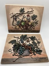 2 placas de azulejo de parede de resina 3D assinadas Lisa White Vineyard Blessings 6x8”, 1998 em excelente estado usado, usado comprar usado  Enviando para Brazil