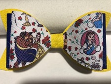 LAÇO DE CABELO BEAUTY AND THE BEAST 3 CAMADAS. AMARELO, ROXO E BRANCO. 4,5" X 2,5", usado comprar usado  Enviando para Brazil