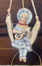 Lâmpada a óleo vitoriana vintage puxar estatueta swinger menina na rede com alaúde comprar usado  Enviando para Brazil