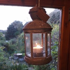 Metal glass candle for sale  VENTNOR
