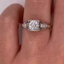Anel de noivado vintage Art Deco criado em laboratório filigrana de diamante ouro branco 14K FN, usado comprar usado  Enviando para Brazil