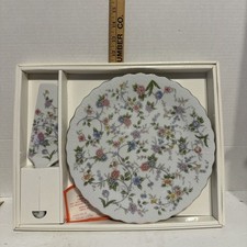 Prato de bolo floral de porcelana Andrea by Sadek 10 1/4” com servidor novo em folha comprar usado  Enviando para Brazil