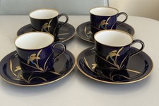 Conjunto de xícaras e pires de orquídea de porcelana japonesa azul cobalto Koransha x4 comprar usado  Enviando para Brazil