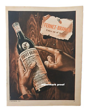 Vintage Orig. 1951 Fernet Branca Argentina pôster placa publicitária estilo retrô barman, usado comprar usado  Enviando para Brazil