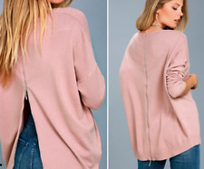 Blusa suéter feminina Lulus 'Laid Back' Mauve tamanho G ~ zíper nas costas gola V tamanho grande, usado comprar usado  Enviando para Brazil