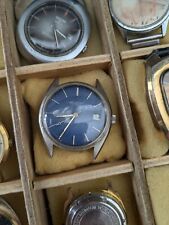 Vintage Helicon Men's Watch with Blue Dial and Date Window - All Stainless Steel comprar usado  Enviando para Brazil