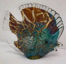 Vidro de Murano Vintage 1970 Peso de Papel Peso de Papel Ouro Turquesa Crackle Glass , usado comprar usado  Enviando para Brazil