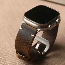 Retro Prawdziwa skórzana bransoletka podciągana do Apple Watch Ultra 2 10 49mm 45/46mm Pasek na sprzedaż  Wysyłka do Poland
