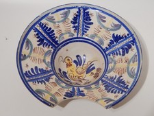 ANTICO FINE  1800 PIATTO BACILE DA BARBA MAIOLICA CERAMICA DI MANISES SPAGNA, usado comprar usado  Enviando para Brazil