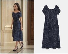 Używany, ZARA QUEEN LETIZIA NAVY TWEED MIDI DRESS OFF-SHOULDER BOUCLE REF 3440/048/064 na sprzedaż  PL