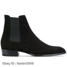 Botas de tornozelo Chelsea masculinas salto bloco couro camurça real biqueira pontiaguda comprar usado  Enviando para Brazil