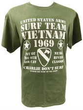 Camiseta estampada militar Charlie Don't Surf Team Guerra do Vietnã Exército dos Estados Unidos. comprar usado  Enviando para Brazil