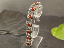 925 Srebrna bransoletka Obszycie Karneol Owalne markisyty Vintage Retro Ozdobiony brokat na sprzedaż  Wysyłka do Poland