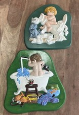 Usado, 2 DECORAÇÃO DE BANHEIRO INFANTIL VINTAGE 1981 Crestomold INC gesso pendurado na parede comprar usado  Enviando para Brazil