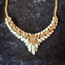 cream enamel white necklace for sale  Whitefield