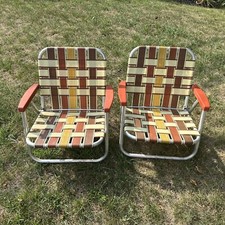 Cadeira dobrável vintage leve alumínio gramado praia webbed em perfeito estado comprar usado  Enviando para Brazil